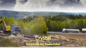  Presentation with blasting - Colorful presentation theme enhanced with drilling machinery civil-engineering backdrop and a violet colored foreground