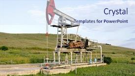  Presentation with oil drilling - PPT theme consisting of drilling rig - oil pump station background and a sky blue colored foreground