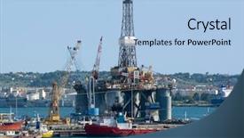  Presentation with drilling rig - Colorful PPT theme enhanced with drilling rig mooring in dock backdrop and a light blue colored foreground