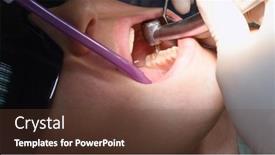  Presentation with saliva dental - PPT theme with drilling-teeth-and-sucking-saliva background and a tawny brown colored foreground