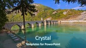  Presentation with cable stayed bridge over river - Cool new slides with drina river in visegrad - bosnia backdrop and a ocean colored foreground