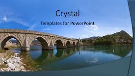  Presentation with architecture old - Slide set featuring drina river in visegrad - bosnia background and a light blue colored foreground