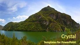 Presentation with river waste - Presentation theme enhanced with drina river near visegrad - bosnia background and a tawny brown colored foreground