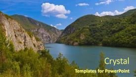  Presentation with nature river - Slide set enhanced with drina-river-near-visegrad-bosnia background and a tawny brown colored foreground