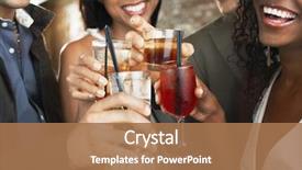  Presentation with bar - Beautiful PPT theme featuring drink - closeup happy multiethnic couples toasting backdrop and a coral colored foreground