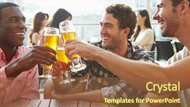  Presentation with friends - Presentation design having drink at outdoor rooftop bar background and a tawny brown colored foreground