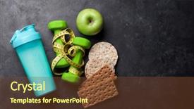  Presentation with healthy food - Presentation design featuring drink bottle on stone table background and a  colored foreground