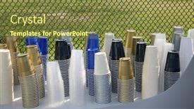  Presentation with clear colors - Cool new PPT theme with drink-cups-various-colors backdrop and a tawny brown colored foreground