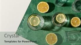  Presentation with lemons - Cool new PPT theme with drink-detox-and-diet-concept backdrop and a ocean colored foreground
