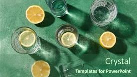  Presentation with lemons - Beautiful slide deck featuring drink-detox-and-diet-concept backdrop and a ocean colored foreground