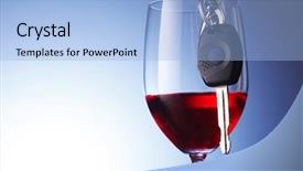  Presentation with car key - Beautiful PPT theme featuring drink driving - car key hanging at wine backdrop and a light blue colored foreground