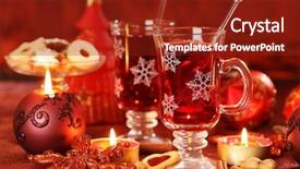  Presentation with delicious christmas cookies - Beautiful presentation theme featuring drink for winter and christmas backdrop and a crimson colored foreground