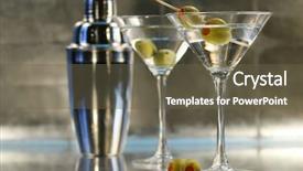  Presentation with bar - PPT theme with drink gin - martinis with olives and shaker background and a  colored foreground
