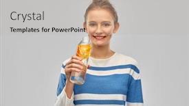  Presentation with infused water - Colorful presentation design enhanced with drink-health-and-people-concept backdrop and a light gray colored foreground