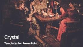  Presentation with ancient people - Presentation consisting of drink in ancient castle tavern background and a dark gray colored foreground