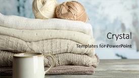  Presentation with hot and cold coffee cup - Slide set enhanced with drink knitting clothes and yarn background and a soft green colored foreground