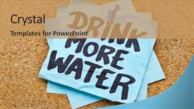  Presentation with cork - PPT theme having drink more water - hydration reminder background and a coral colored foreground