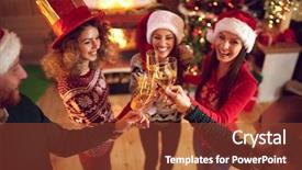  Presentation with young people diversity - Beautiful PPT theme featuring drink on new year celebration backdrop and a tawny brown colored foreground