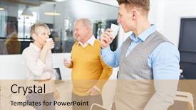  Presentation with eating fish and drink water from pollution oceans - Slide set with drink water in their break background and a  colored foreground