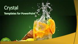  Presentation with fruit drink - Presentation consisting of drink with ice and fruit background and a tawny brown colored foreground