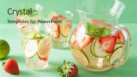  Presentation with strawberry - PPT theme consisting of drink with strawberry cucumber lime background and a mint green colored foreground