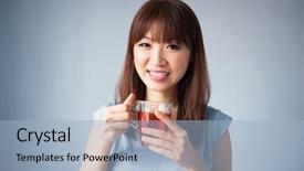  Presentation with tea cup - Beautiful PPT layouts featuring drinking a cup of tea backdrop and a light blue colored foreground