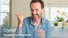  Presentation with drinking glass - Slide deck enhanced with drinking a glass of water background and a  colored foreground