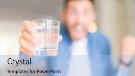  Presentation with drinking glass - Amazing PPT theme having drinking a glass of water backdrop and a light blue colored foreground