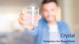  Presentation with child drinking water from glass - Audience pleasing slide deck consisting of drinking a glass of water backdrop and a light blue colored foreground