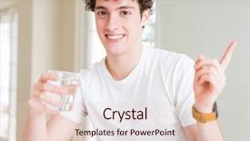  Presentation with drinking water - Presentation theme featuring drinking a glass of water background and a lemonade colored foreground