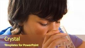  Presentation with water jug - Beautiful slide set featuring drinking a glass of water backdrop and a  colored foreground