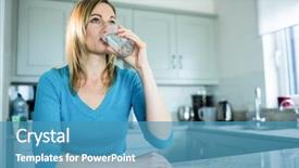  Presentation with drinking glass - Presentation design consisting of drinking a glass of water background and a teal colored foreground