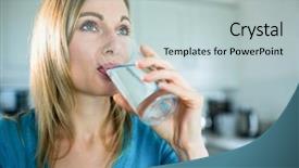  Presentation with drinking glass - Presentation theme with drinking a glass of water background and a light gray colored foreground