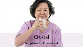  Presentation with senior asian - Cool new PPT theme with drinking a glass soy milk backdrop and a lemonade colored foreground
