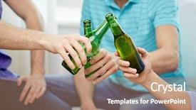  Presentation with drinking alcohol - Presentation theme having drinking and clinking beer bottle background and a coral colored foreground