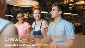  Presentation with wireless communication concept - PPT layouts featuring drinking and talking at bar background and a  colored foreground