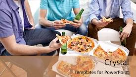  Presentation with drinking alcohol - Amazing PPT theme having drinking beer and eating pizza backdrop and a coral colored foreground