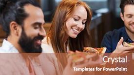  Presentation with cousin - Colorful presentation design enhanced with cousin - leisure food and drinks people backdrop and a red colored foreground