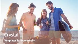  Presentation with barbecue - Colorful presentation enhanced with drinking beer at the beach backdrop and a coral colored foreground
