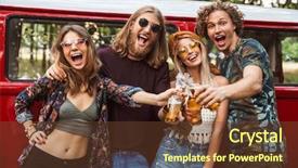  Presentation with beer women - Slides consisting of drinking beer near vintage mini background and a tawny brown colored foreground