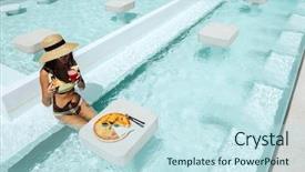  Presentation with luxury lifestyle - Colorful PPT theme enhanced with drinking cocktail in the hotel backdrop and a sky blue colored foreground