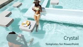  Presentation with luxury lifestyle - PPT theme with drinking cocktail in the hotel background and a sky blue colored foreground