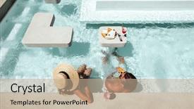  Presentation with luxury lifestyle - Colorful slide set enhanced with drinking cocktail in the hotel backdrop and a coral colored foreground