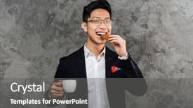  Presentation with cookie - Theme consisting of drinking coffee and eating cookie background and a gray colored foreground
