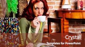  Presentation with starbuck coffee - Cool new presentation theme with drinking coffee and reading magazine backdrop and a  colored foreground