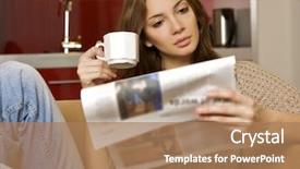  Presentation with newspaper - Presentation design enhanced with drinking coffee and reading newspaper background and a coral colored foreground