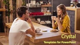  Presentation with coffee shop - Presentation theme featuring drinking coffee at coffee shop background and a  colored foreground