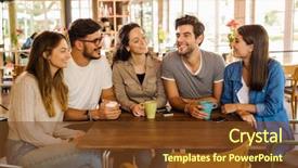  Presentation with cafe - PPT theme having drinking coffee at the cafe background and a tawny brown colored foreground