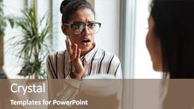  Presentation with focus - Presentation having drinking coffee focus on african background and a violet colored foreground