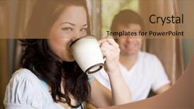  Presentation with traveller coffee - Cool new presentation theme with drinking coffee in their kitchen backdrop and a  colored foreground